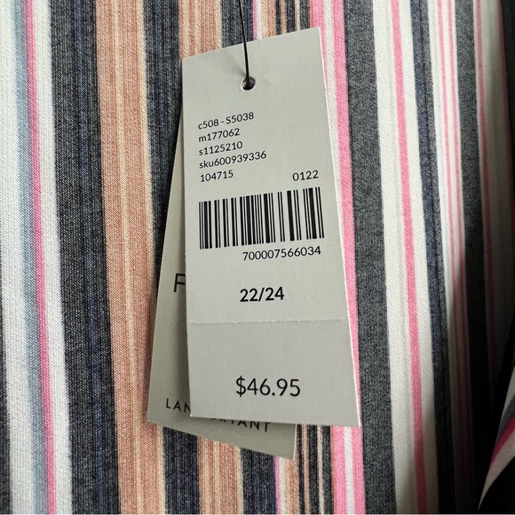 New LANE BRYANT Illusion Stripes Peplum Tunic Faux Wrap Top Size 22 24 Babydoll - Picture 7 of 14